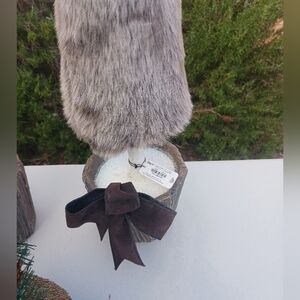 Brown Faux Fur Cone Trees and Penguin Decor Set From Pier One Imports